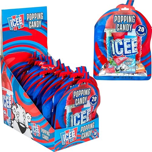 Popping Candy Party Pack, 4 Flavors: Blue Raspberry, Red Cherry, Green Apple, Orange, 1.05 oz, (Pack of 20)