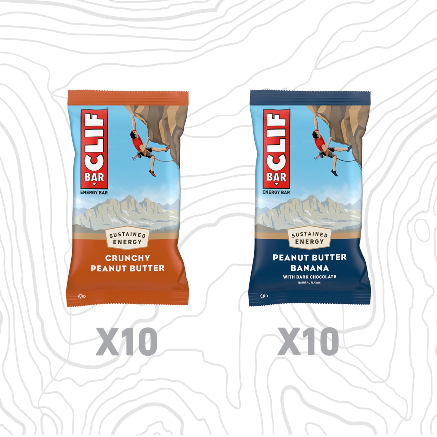 CLIF BAR - Energy Protein Bars - Crunchy Peanut Butter and Peanut Butter Banana with Dark Chocolate - Variety Pack - Made with Organic Oats - Energy