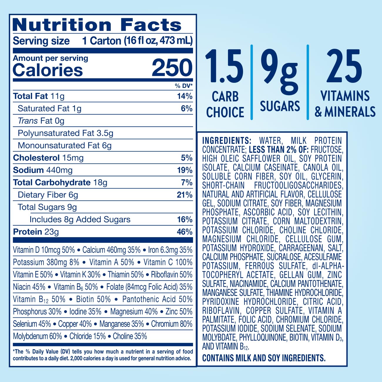 Glucerna Hunger Smart Meal Sized Diabetes Care Shake, Classic Vanilla, Diabetic Meal Replacement to Support Blood Sugar Management, 23g Protein, 250