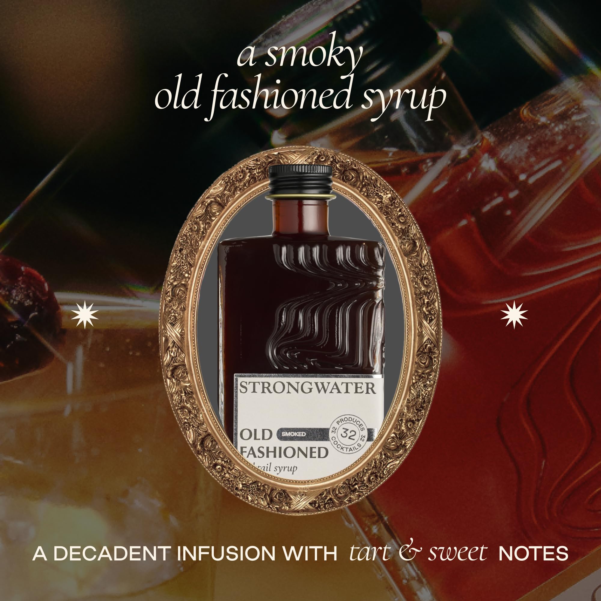 Strongwater Smoked Old Fashioned Craft Cocktail Mixer - Makes 32 Cocktails - Handcrafted Old Fashioned Syrup with Lapsang Souchong Tea, Sugar, Cirus