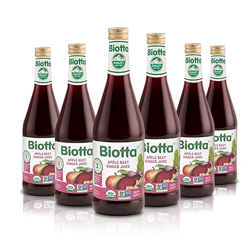 Biotta Organic Apple Beet Ginger Juice - Superfood Blend with Organic Beetroot Juice, Apple, and Ginger Root (16.9 Fl Oz, Pk of 6)