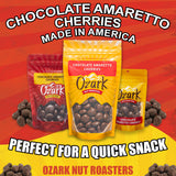 OZARK NUT ROASTERS, Chocolate Amaretto Cherries, Chocolate-Flavored Cherry Snacks, World-Class Gourmet Milk Chocolate Coated Cherries, Resealable Pack