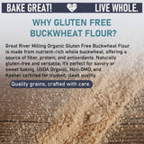 Great River Milling Organic Buckwheat Flour | Gluten Free Flour Alternative | USDA Organic, Non-GMO, Kosher | Ideal for Crepes, Pancakes, Waffles