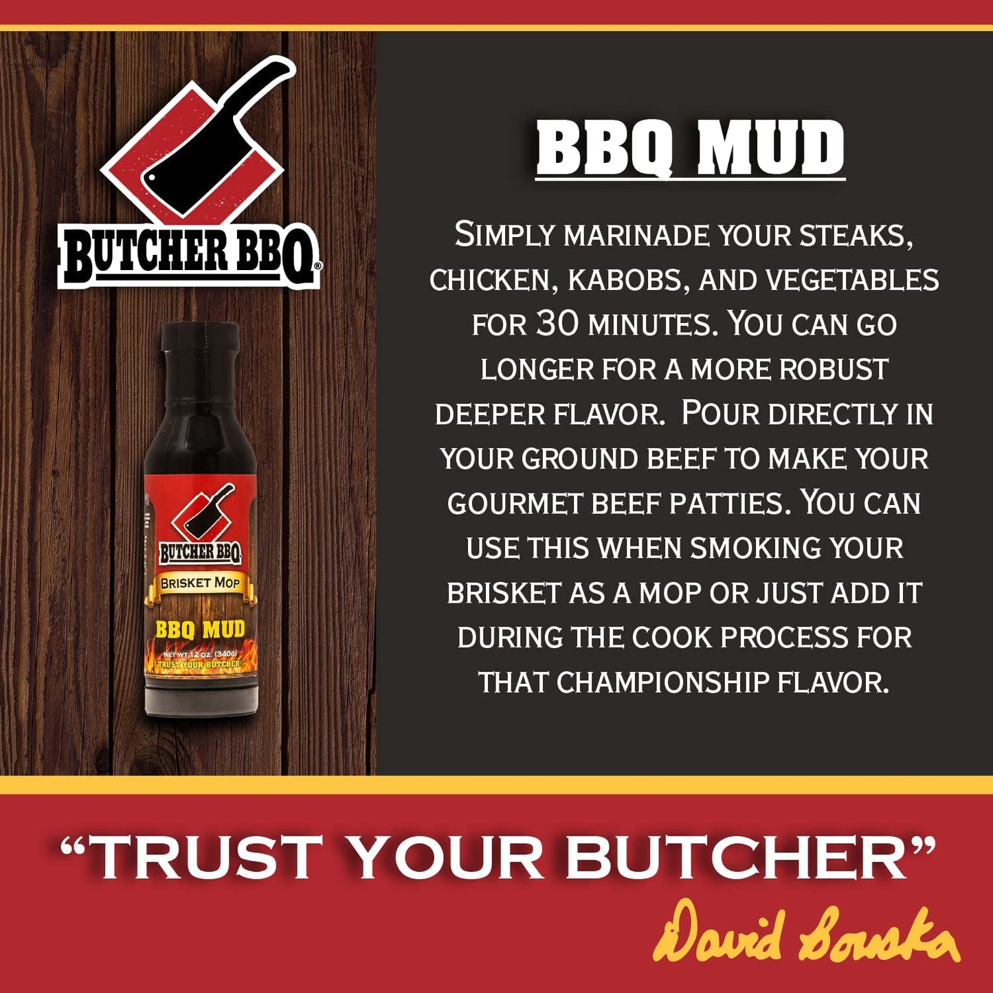 Butcher BBQ | BBQ Mud | World Championship Winning Formula | Steak Marinade | Sweet and Savory Brisket Marinade | Use as Barbeque Meat Mop | MSG