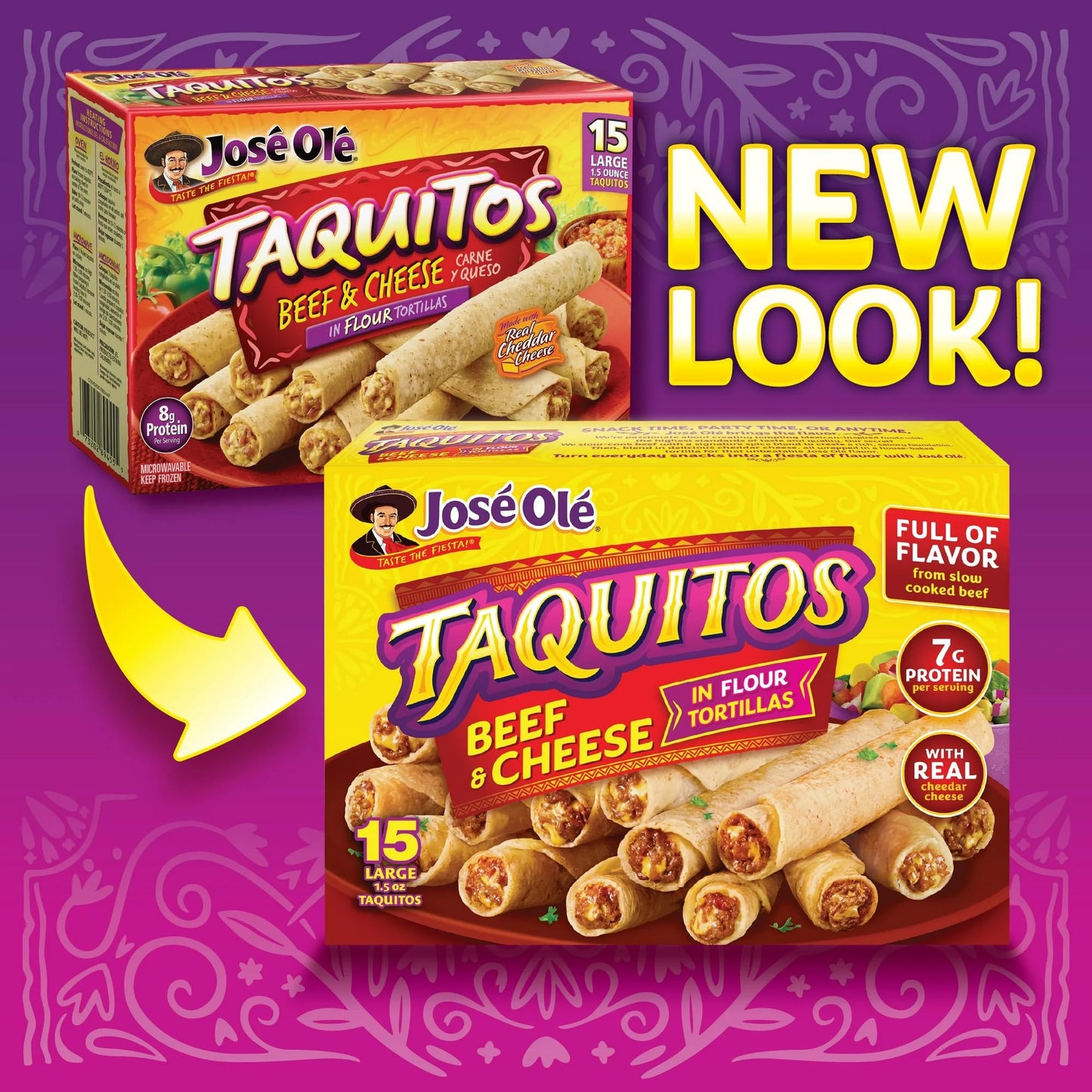 Jose Ole Flour Taquitos Beef & Cheese Frozen Box, 22.5 Ounce