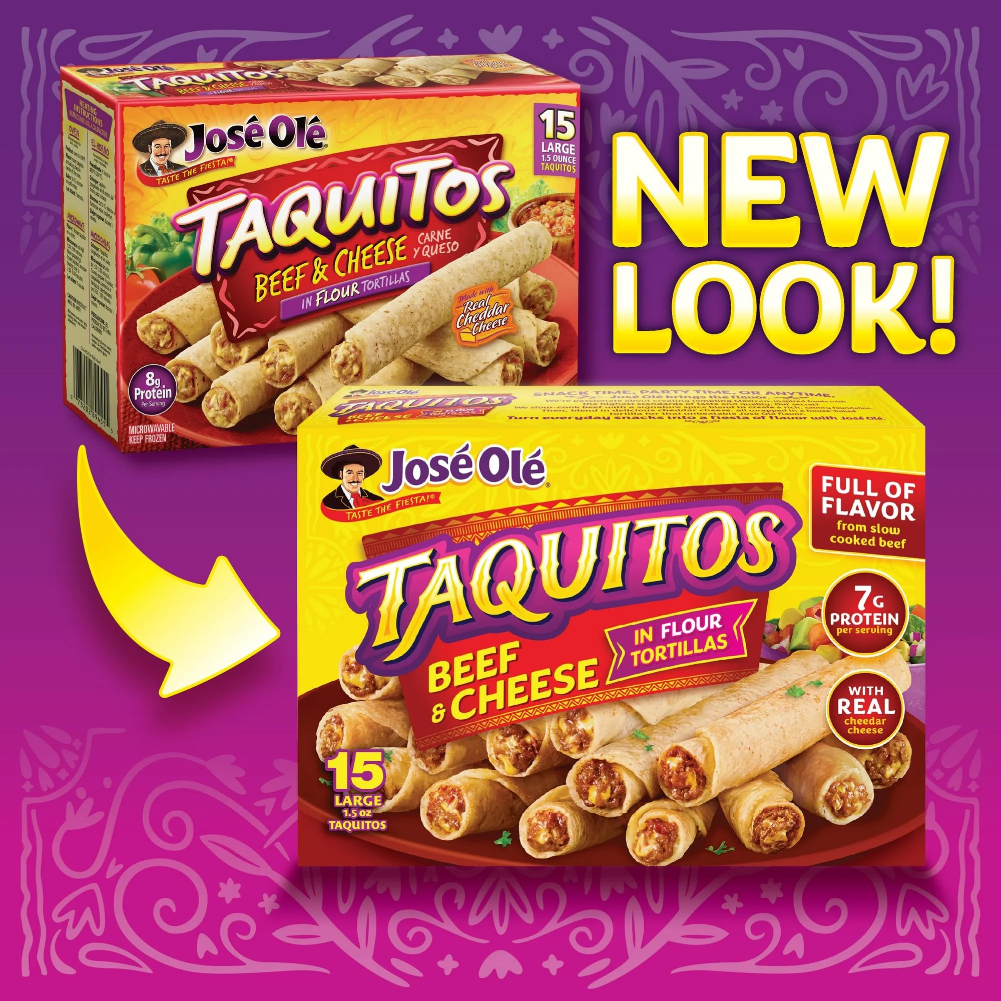 Jose Ole Flour Taquitos Beef & Cheese Frozen Box, 22.5 Ounce