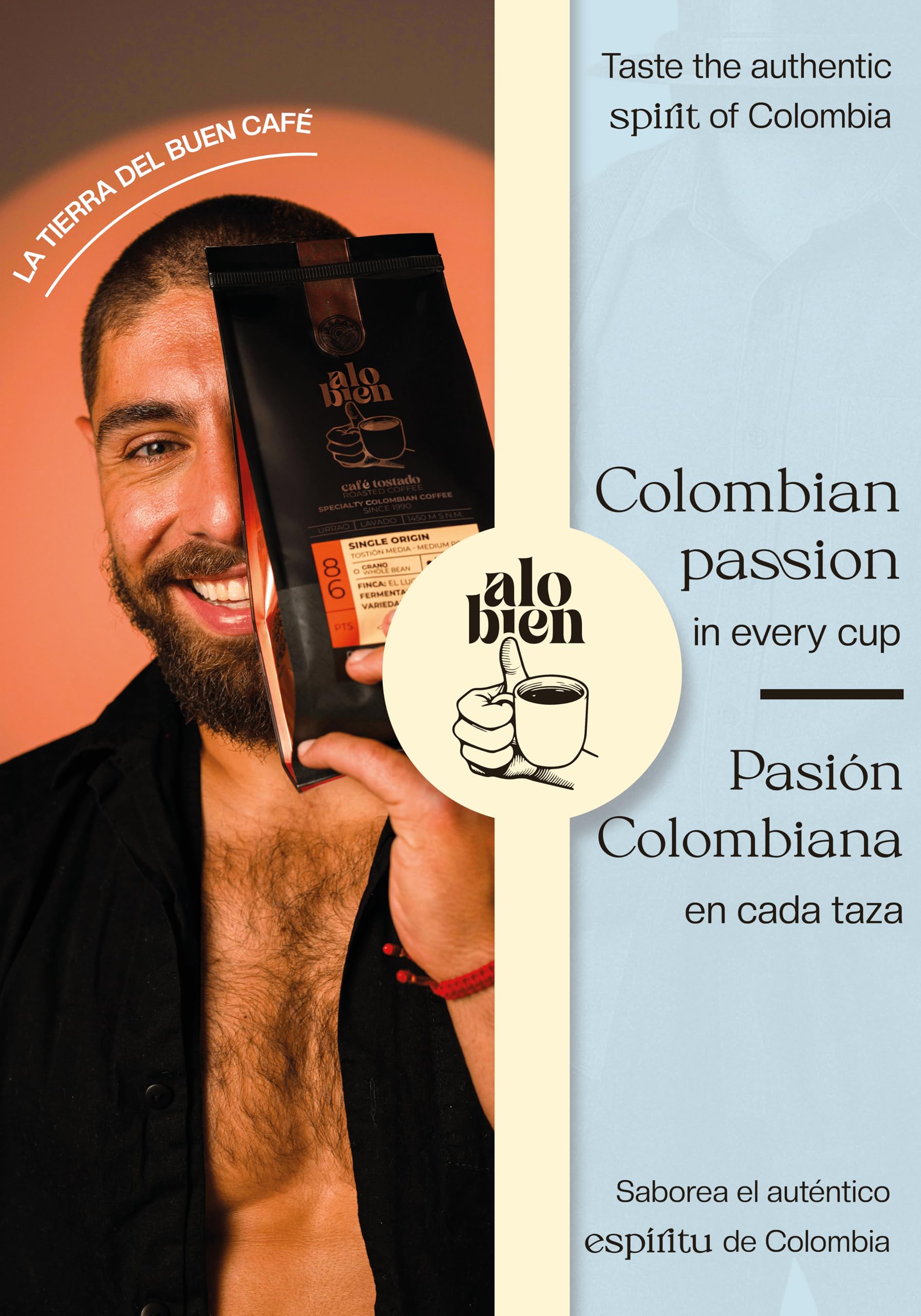 Alo Bien Specialty Coffee (Ground) 1 LB. - Café Especial Colombiano Tostado By Beta Mejía