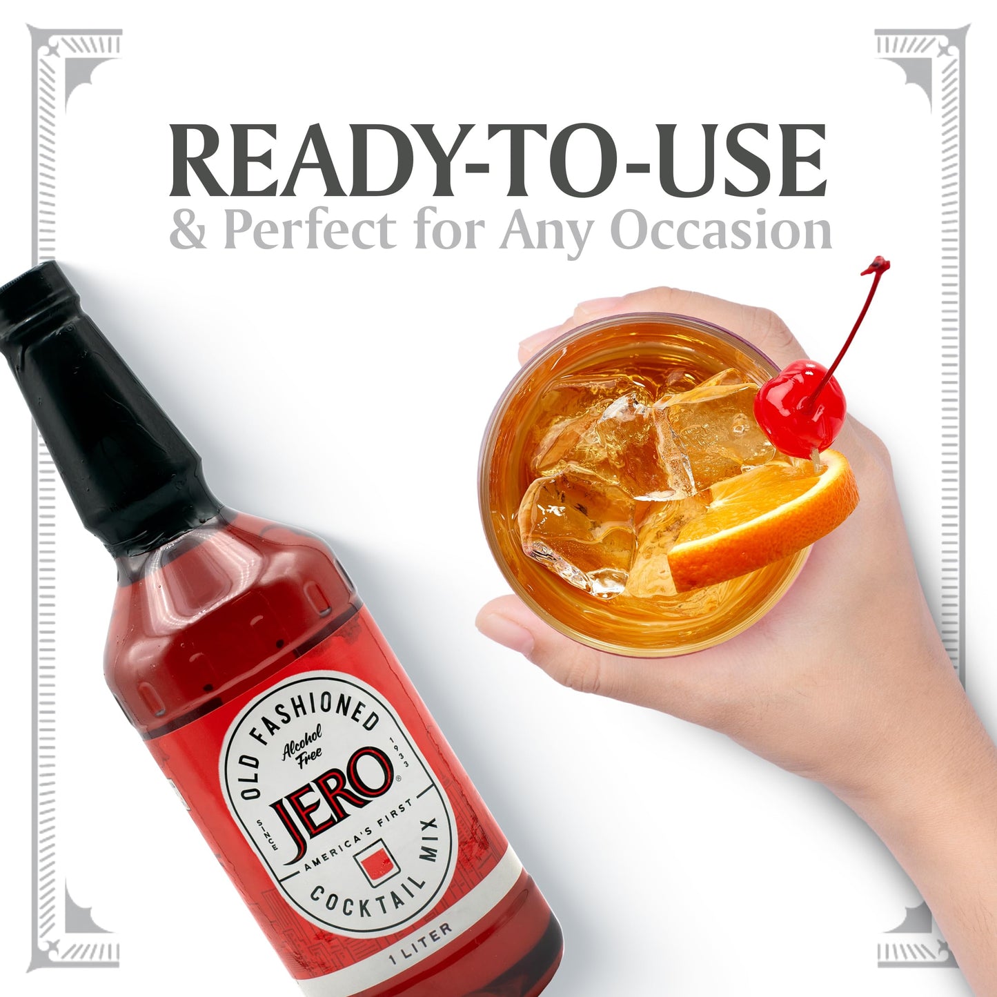 JERO Old Fashion Mix, Cocktail Mixer, Only Add Spirits & Garnishes for Ideal Drink (33.81 Fl Oz (Pack of 1))