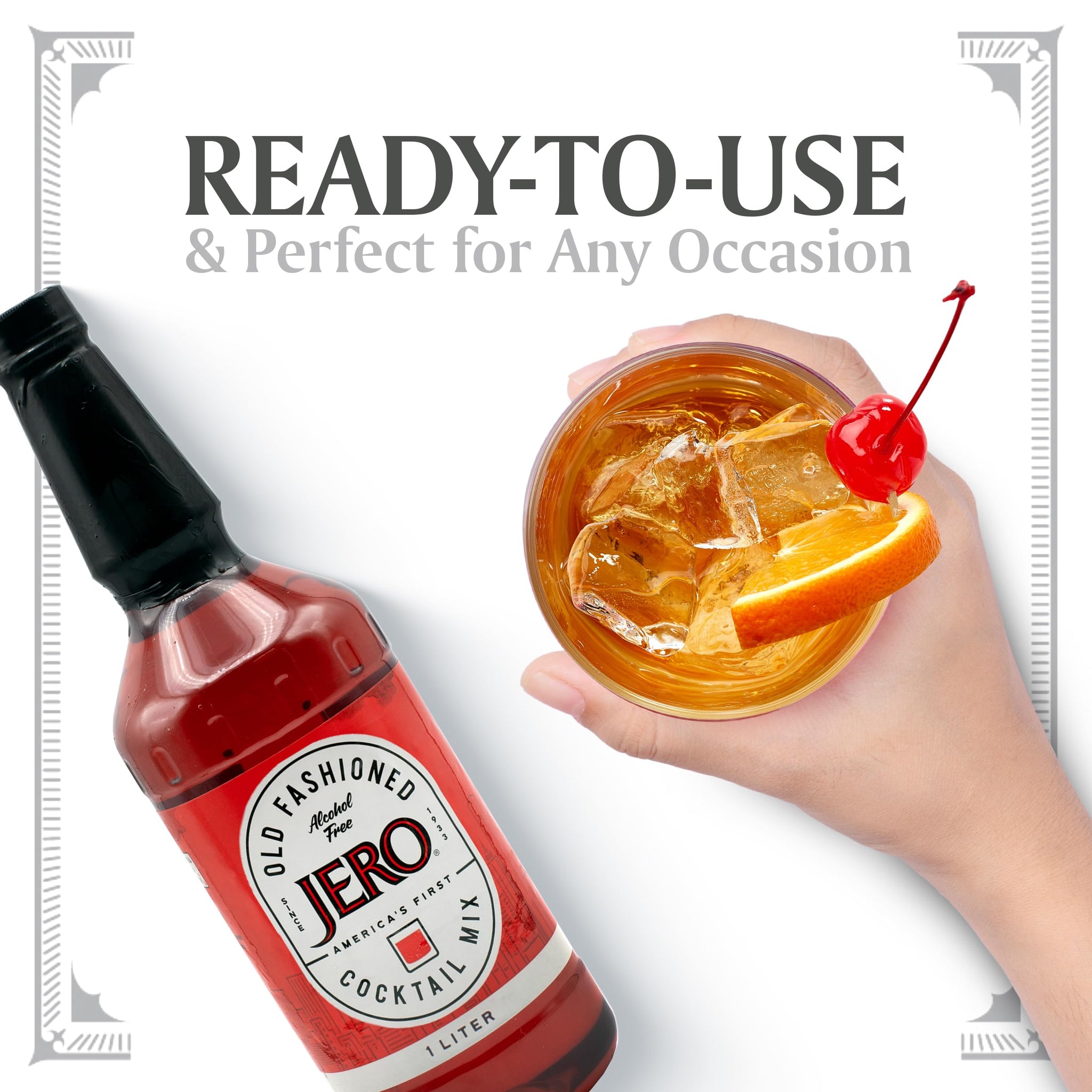JERO Old Fashion Mix, Cocktail Mixer, Only Add Spirits & Garnishes for Ideal Drink (33.81 Fl Oz (Pack of 1))