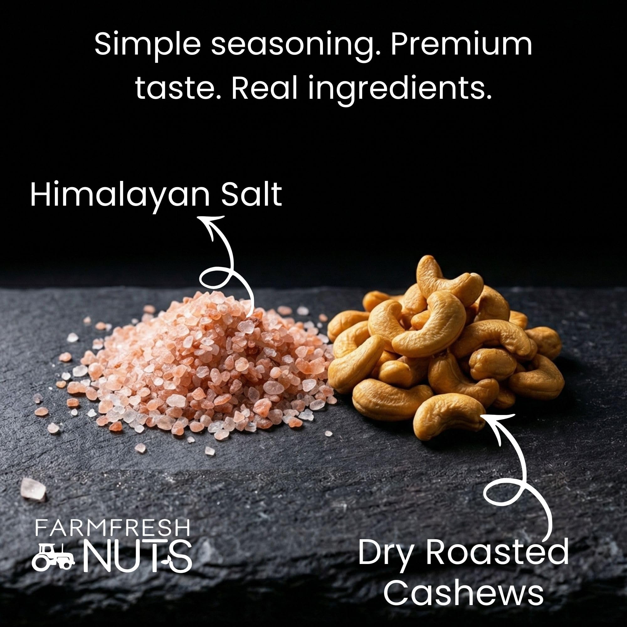 Dry Roasted Cashews Himalayan Salted (1 LB.) - Baked in Small Batches for Added Freshness - Oven Roasted to Perfection without Oil - Farm Fresh Nuts