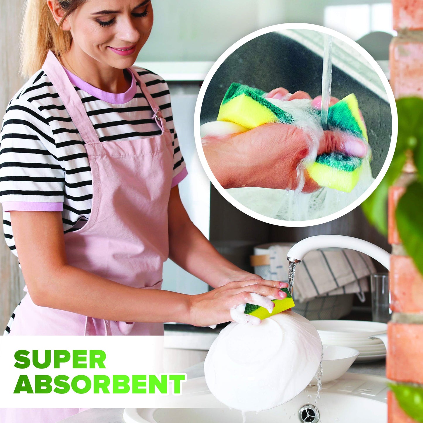 (24 Pack) Heavy Duty Scrub Sponges by SCRUBIT - Kitchen Dish, Sink and Bathroom Cleaning Scrubber Sponge - with Non-Smell Scouring Pad [New Packaging]