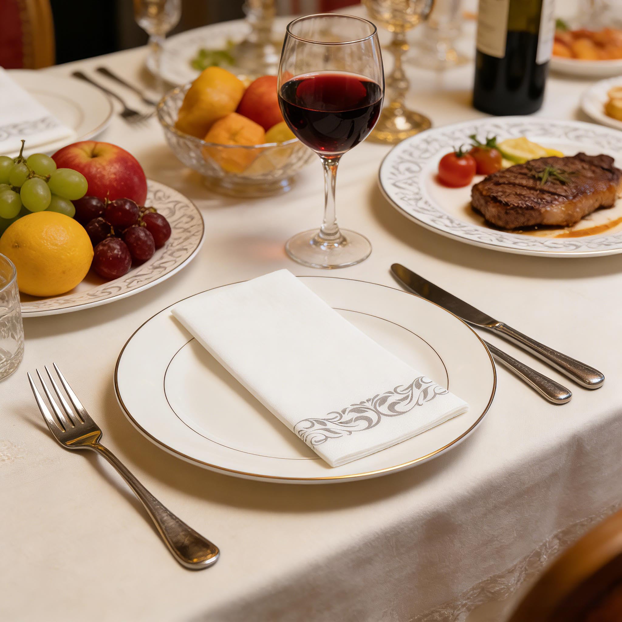 Softure 50 pack Airlaid, Linen Feel Bathroom Napkins, Soft and Absorbent Disposable Guest Towels, Cloth-Like Paper Hand Towels Decorative Napkins