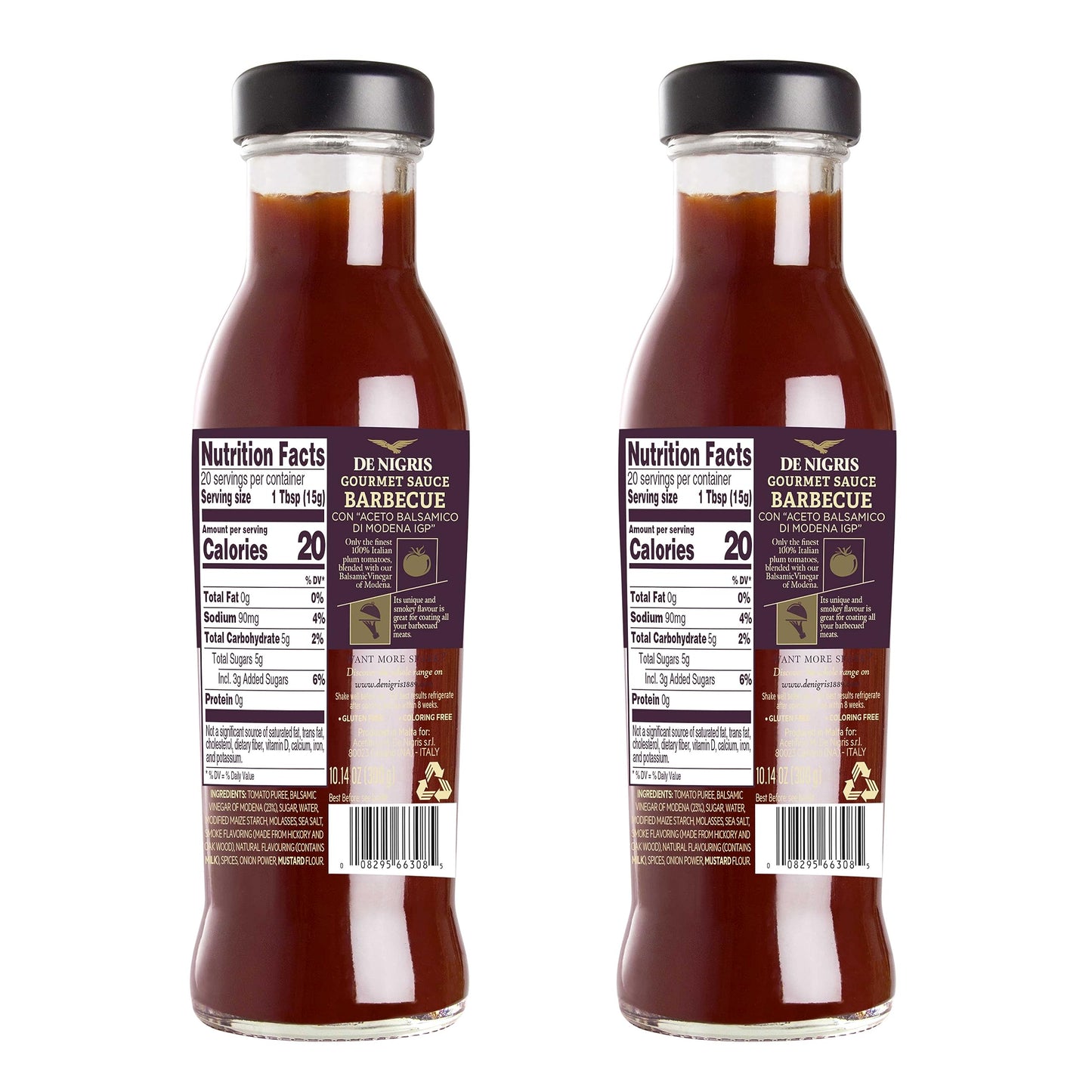 De Nigris Excellence Line - Gourmet Italian Barbecue Sauces With Balsamic Vinegar Of Modena 10,14 Oz (Pack of 2) | Barbecue Sauce With Balsamic