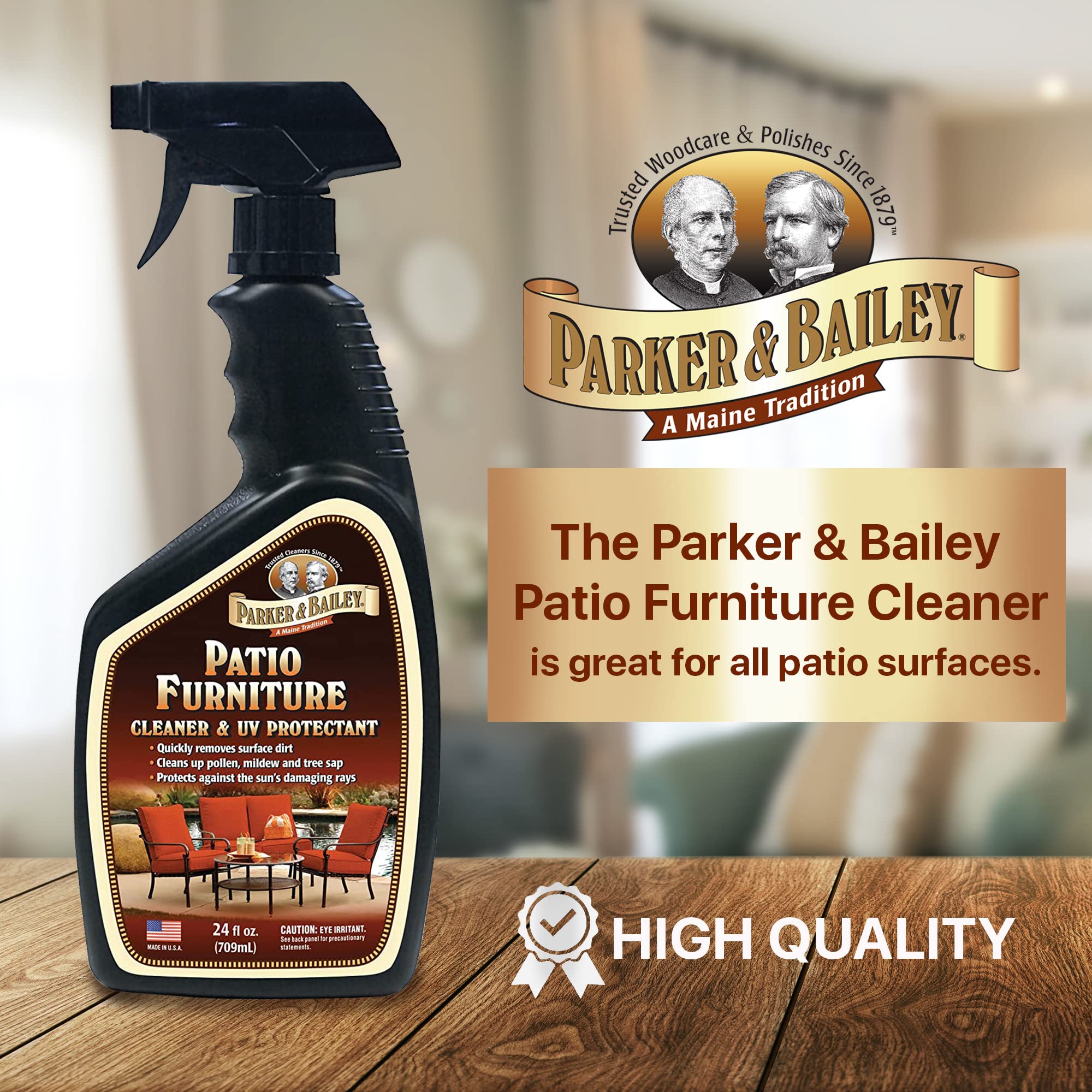 Parker & Bailey Patio Furniture Cleaner Spray - Outdoor Furniture & Cushion Cleaner with UV Protectant, Fabric & Upholstery Stain Remover