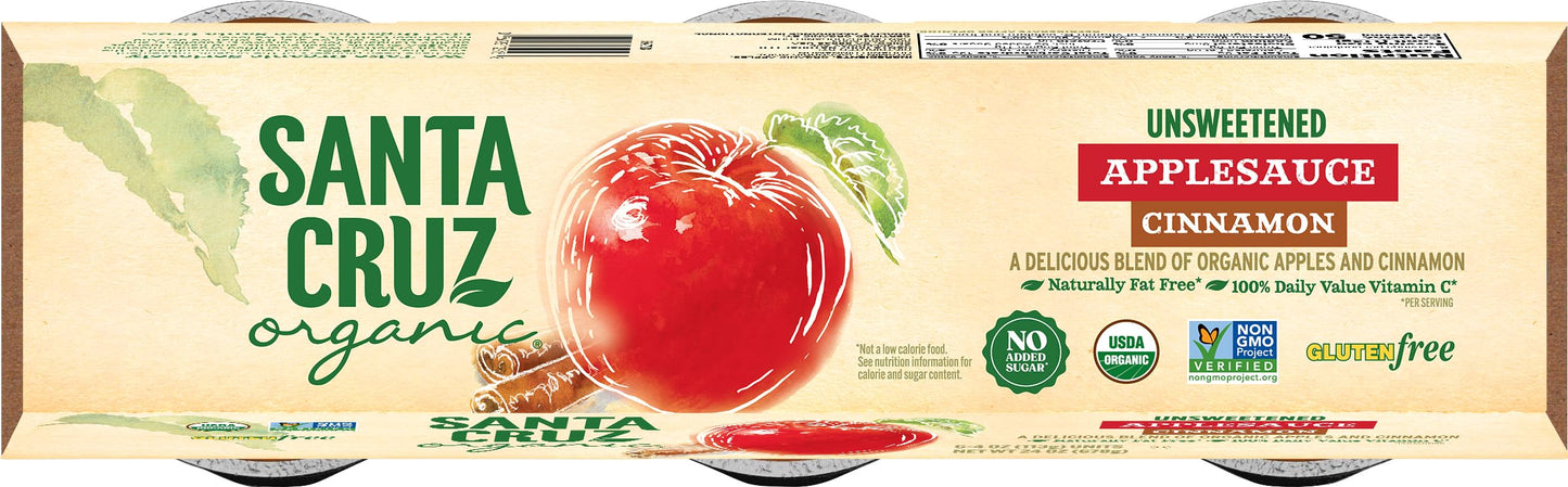 Santa Cruz Organic Cinnamon Apple Sauce Cups, 6 x 4oz (Pack of 1)