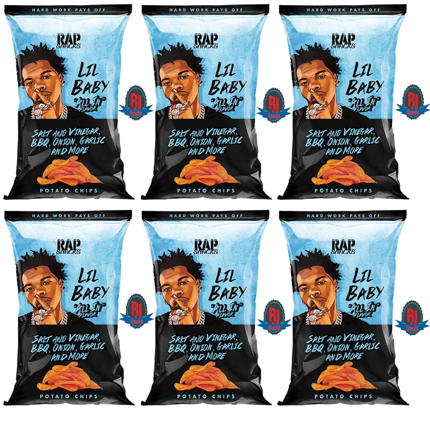 Rap`Snacks Potato Chips 1 oz (Curated by RJ Snacks Value Pack) (1 oz, Lil Baby All In)