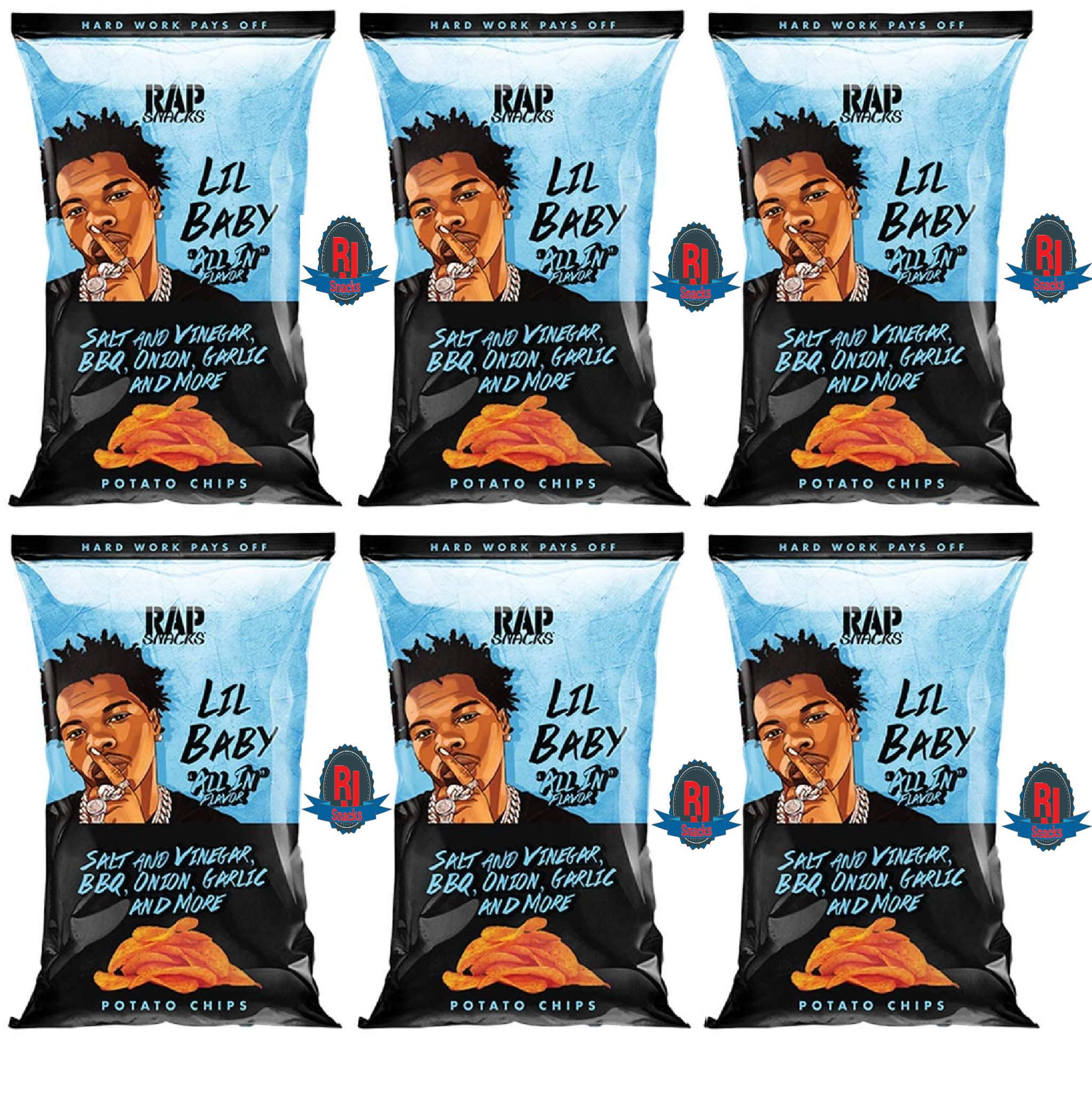 Rap`Snacks Potato Chips 1 oz (Curated by RJ Snacks Value Pack) (1 oz, Lil Baby All In)