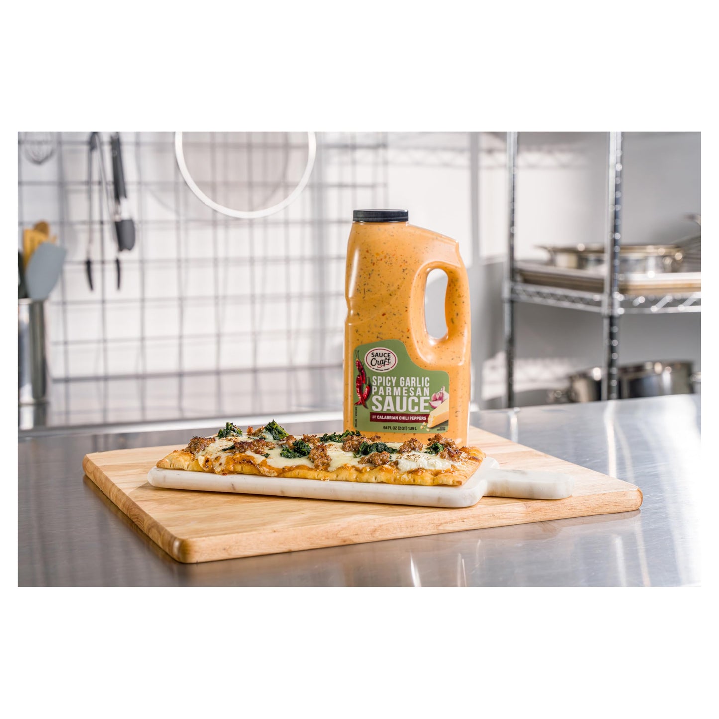 Ventura Foods Sauce Craft Spicy Garlic Parmesan Sauce - Creamy Wing & Dipping Sauce with Calabrian Chilies, 64 fl oz (0.5 Gallon)