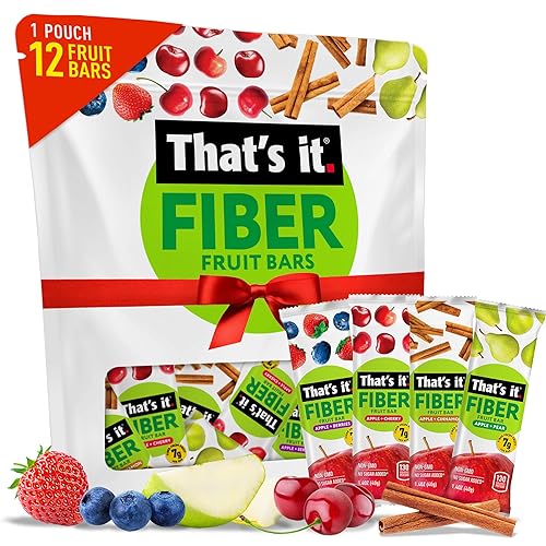 That’s it. High Fiber Fruit Bars Variety Pack (12 Count) - Cinnamon, Pear, Mixed Berries & Cherry, 7g Fiber from Real Fruit, 3-4 Ingredients, No Added