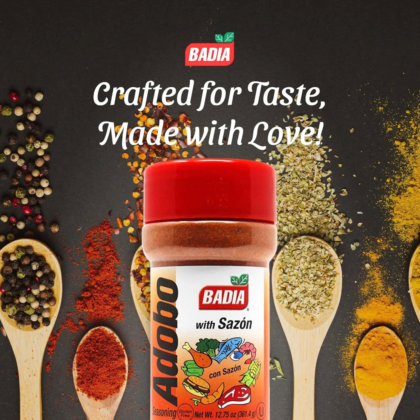 Badia Adobo with Sazon (Adobo con Sazon) All Purpose Seasoning, 12.75 oz - Flavorful Latin Blend for Meats, Rice & Everyday Cooking