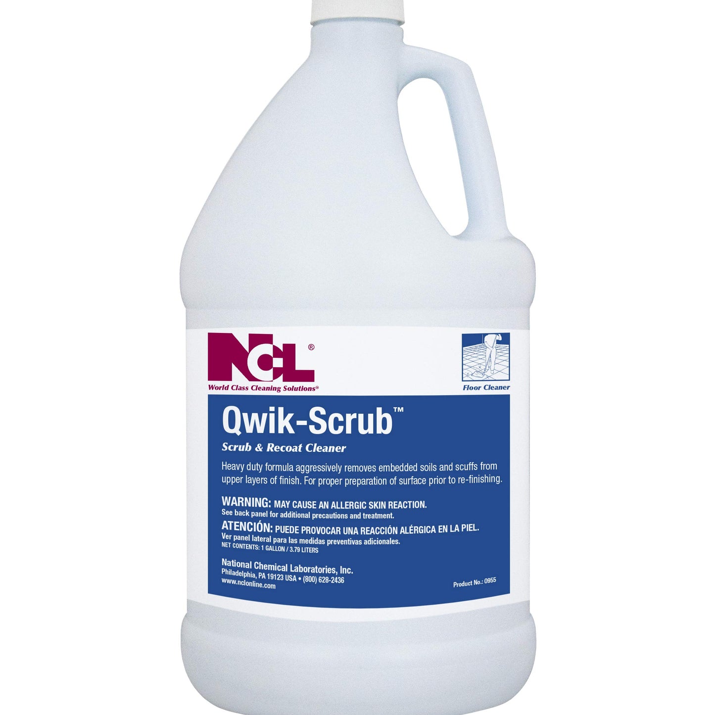 QWIK-Scrub Scrub & Recoat Cleaner, 4 x 1 Gallon, Makes 100+ Gallons of Cleaner (NCL0955-29)