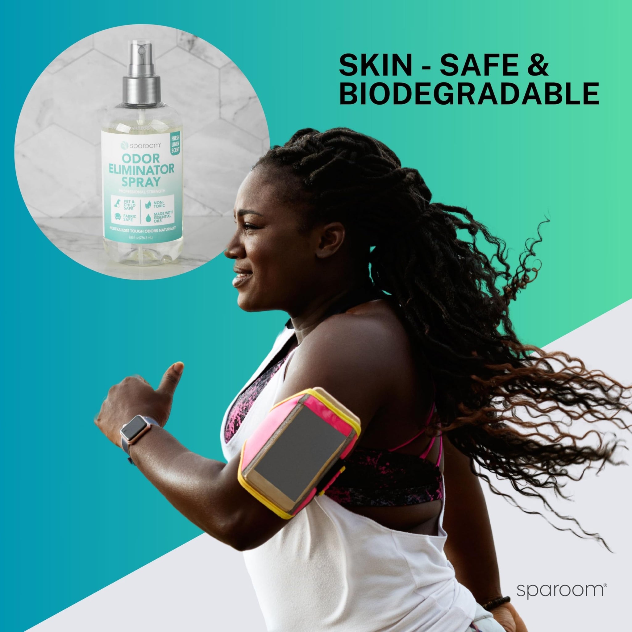 SpaRoom Odor Eliminator Spray - Home Freshener for Strong Smells, Smoke and Pet Neutralizer, Bathroom and Car Deodorizer with Plant-Based Ingredients