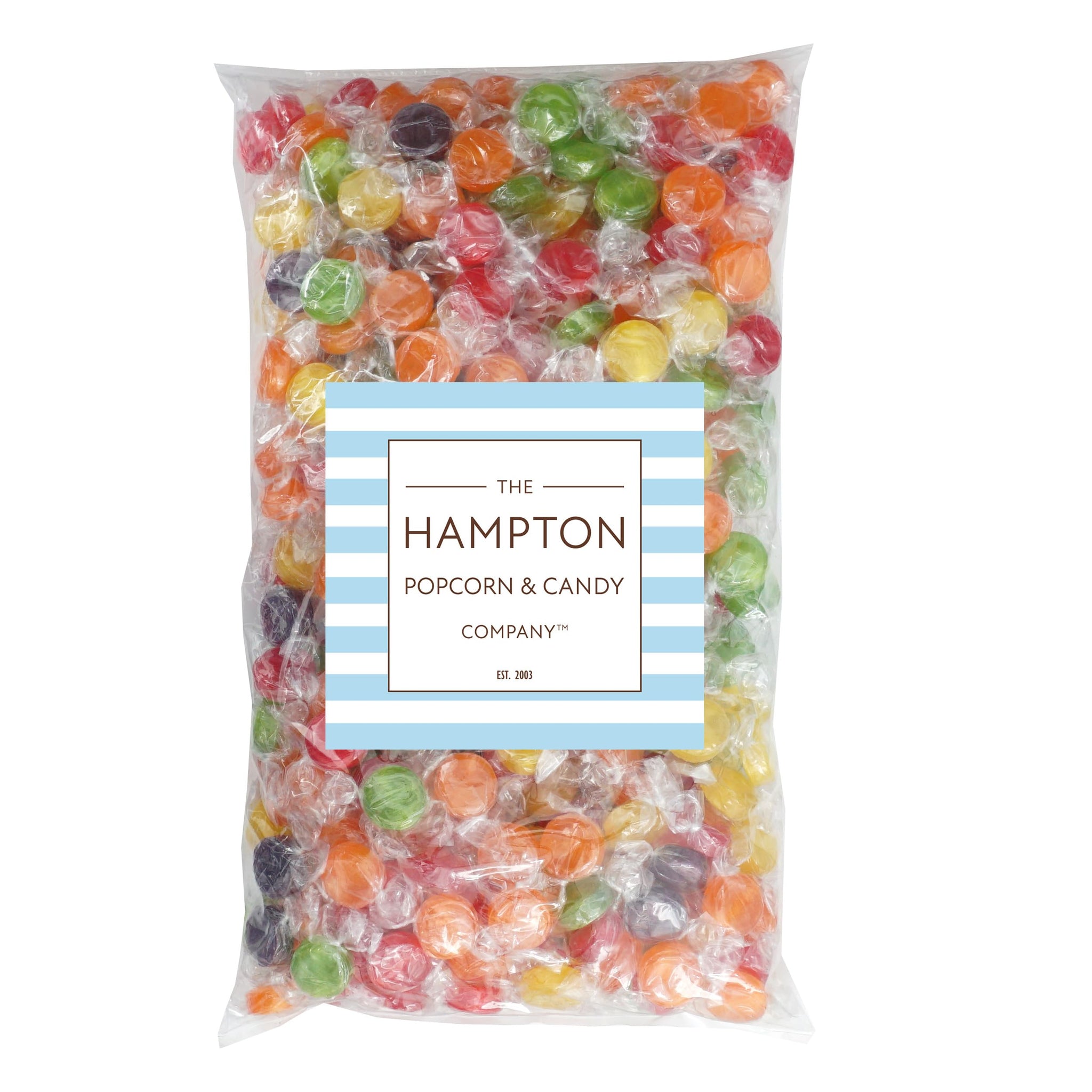 Assorted Fruit Hard Candy, 5 Pound Bulk Candy (Approx. 375 pcs.), Individually Wrapped Hard Candy, Fruit Discs Candy, The Hampton Popcorn & Candy