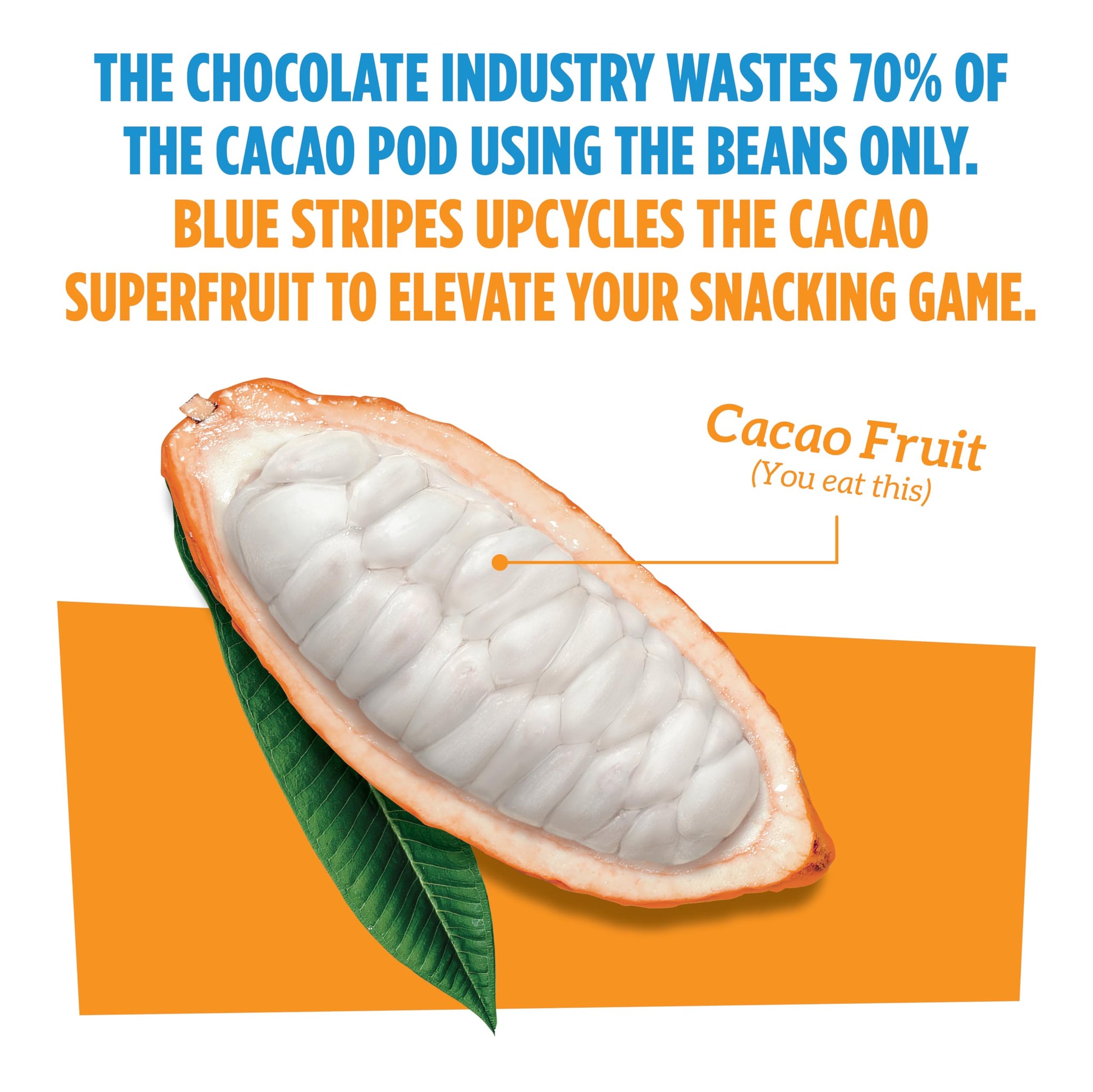 Blue Stripes Cacao Superfruit Gummies - Vegan Chewy Fruity Snack, No Sugar Added 100% Fruit Gummy, 9 Essential Vitamins & Minerals, Natural Tropical