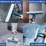 2 in 1 Window Cleaner Shower Squeegee with 12" Durable Squeegee,57.8" Long Handle,160°Rotatable Window Squeegee for Shower Glass Door,Car