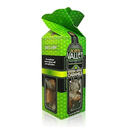 Green Apple Caramels 8oz Box by Pioneer Valley (Soft, Premium, Gourmet, Artisanal)
