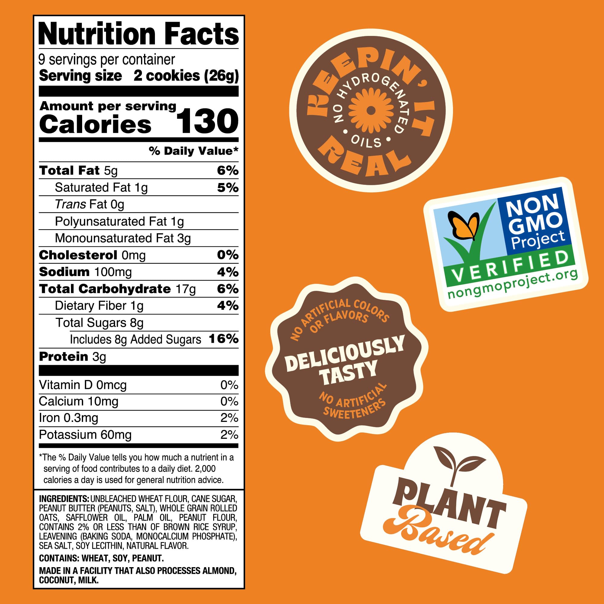 Back to Nature - Peanut Butter Creme Sandwich Cookies - Made with Real Ingredients like Wheat Flower & Whole Grains - Seriously Tasty Snack - Non-GMO