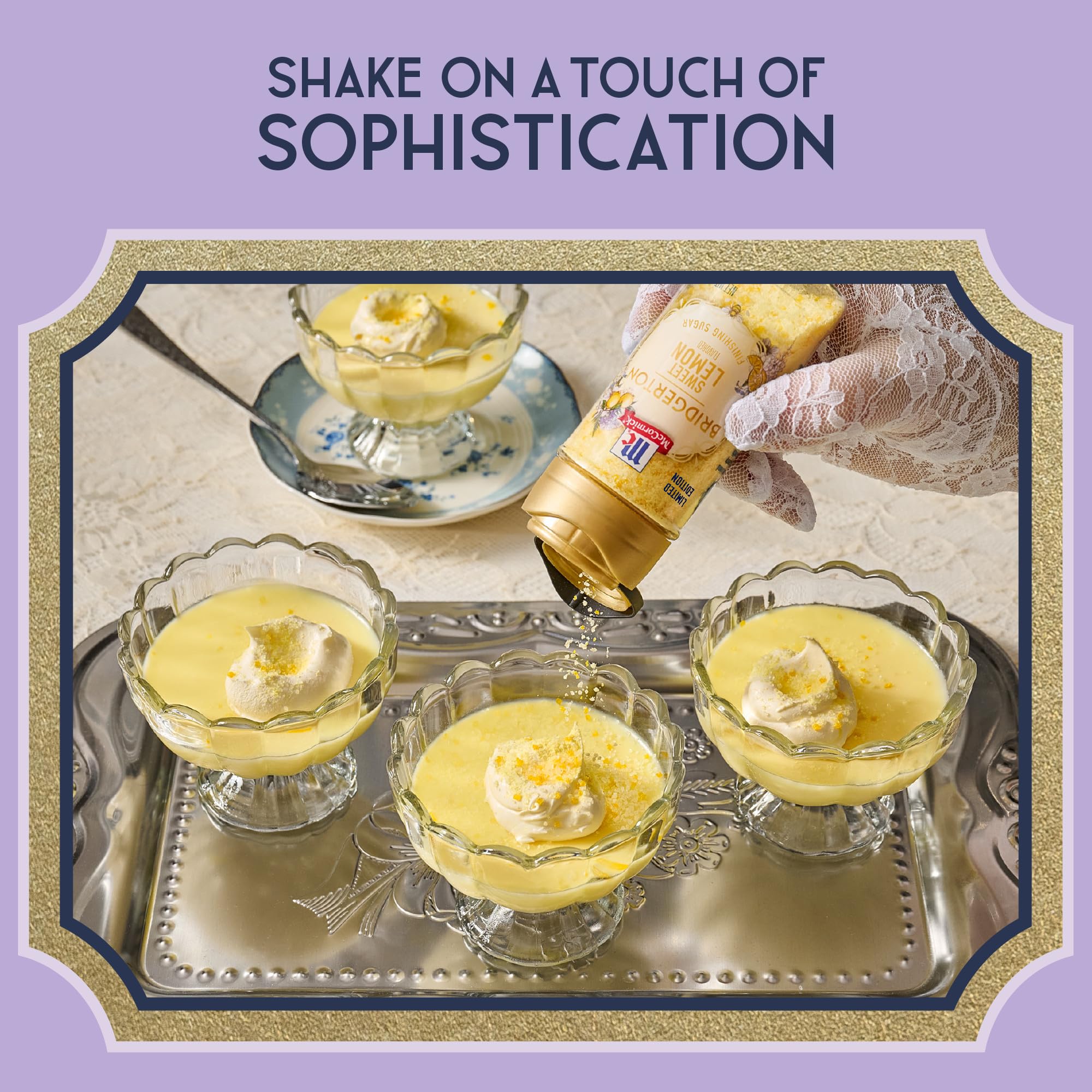 McCormick Bridgerton Finishing Sugar, Sweet Lemon, Limited Edition, Exquisite Lemon Flavor, For Elevating Baked Goods and Beverages, Garnishing, and More, 3.6 oz