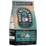Bones Coffee Company Better Brain Mushroom Coffee - Medium Roast Low Acid Arabica Beans - Ground Coffee - Reishi, Chaga, Lion's Mane, Cordyceps