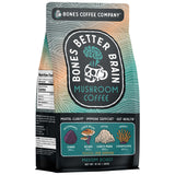 Bones Coffee Company Better Brain Mushroom Coffee - Medium Roast Low Acid Arabica Beans - Ground Coffee - Reishi, Chaga, Lion's Mane, Cordyceps