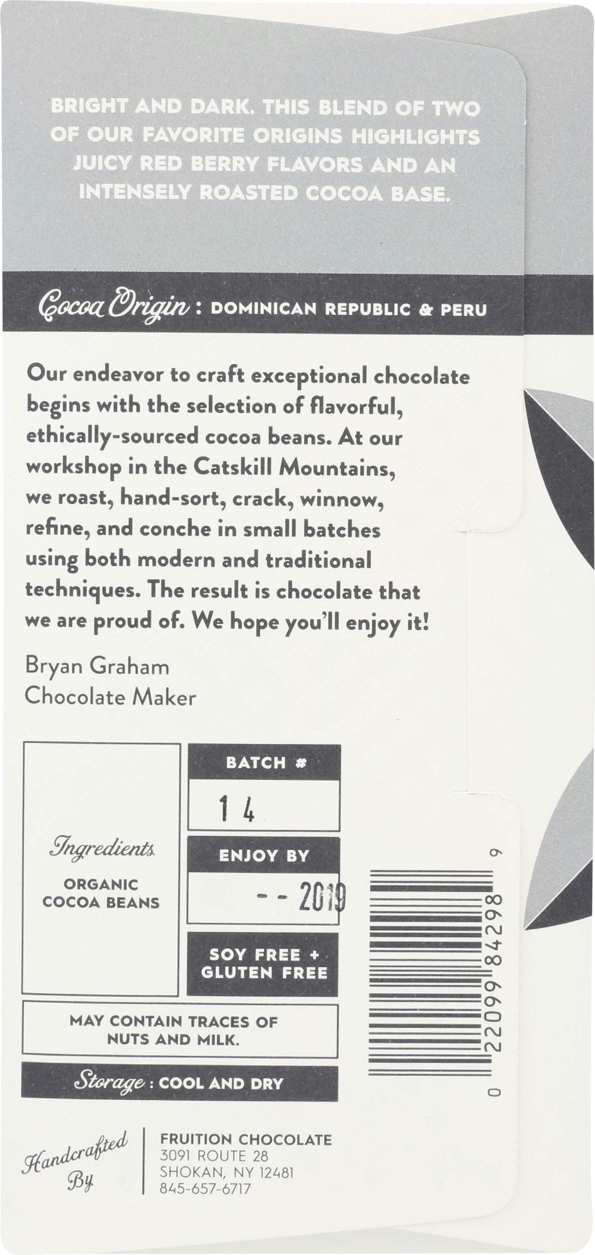 Fruition Chocolate Works 100% Dark Chocolate Bar, 2.12 OZ