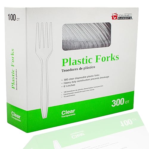 Disposable Clear Plastic Forks, Plastic Cutlery: Utensils for Parties, Picnics, Office Home & School - 300 Count