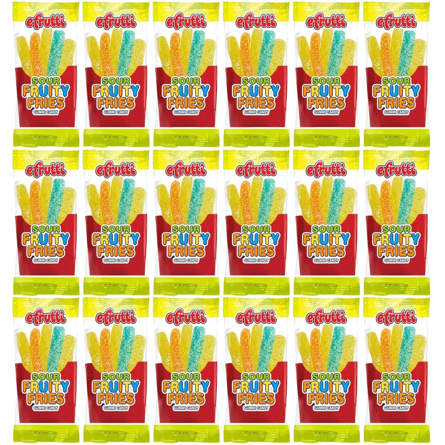 Assorted Flavors Efrutti Sour Fruity Fries - (Box of 48) - Perfect for Candy Buffets, Loot Bag Fillers, Snacking, and More