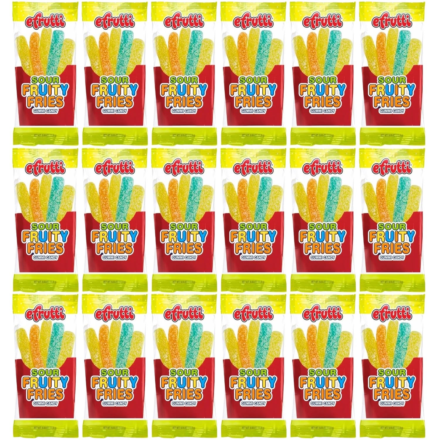 Assorted Flavors Efrutti Sour Fruity Fries - (Box of 48) - Perfect for Candy Buffets, Loot Bag Fillers, Snacking, and More
