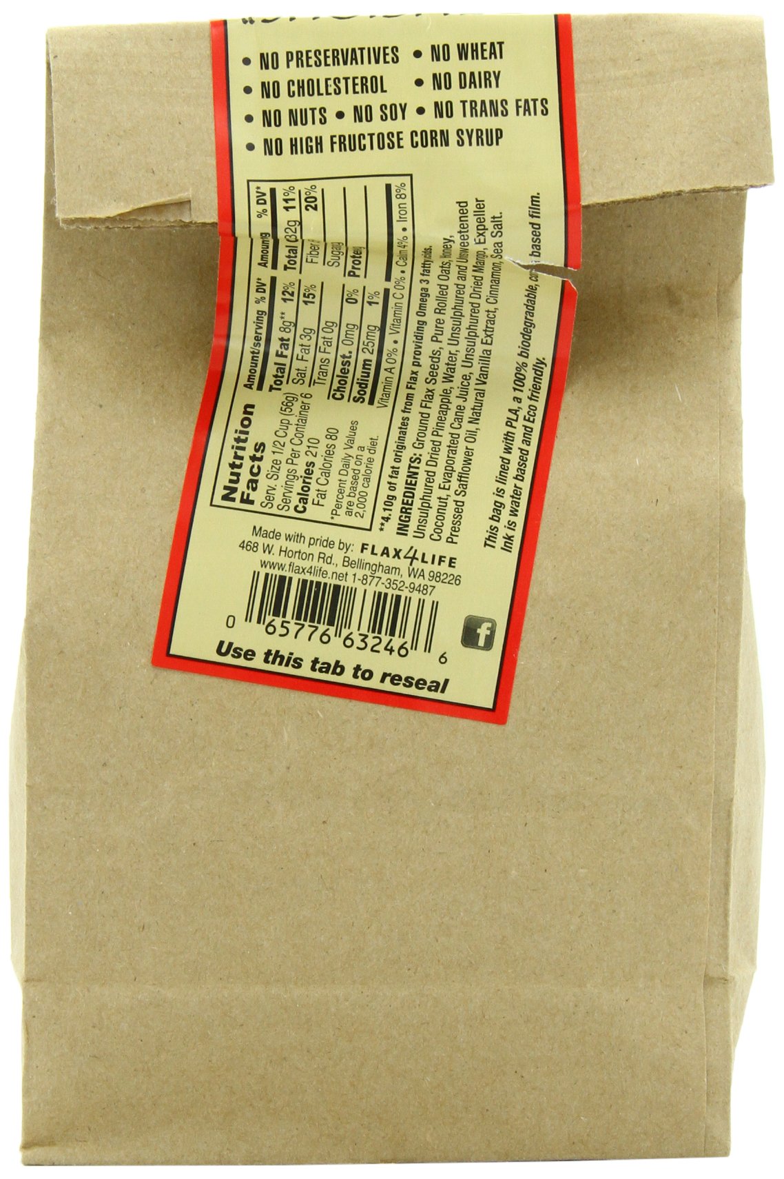 Flax4Life Flax Granola, Hawaiian Pineapple, Coconut and Mango, 12 Ounce