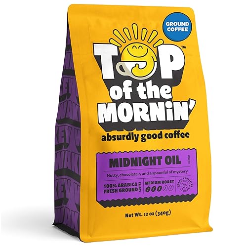 Top of the Mornin’ Midnight Oil Ground Coffee By Jacksepticeye | Dark Roast | Specialty Grade Ethically Sourced | Dark Roast Ground Coffee | Rich