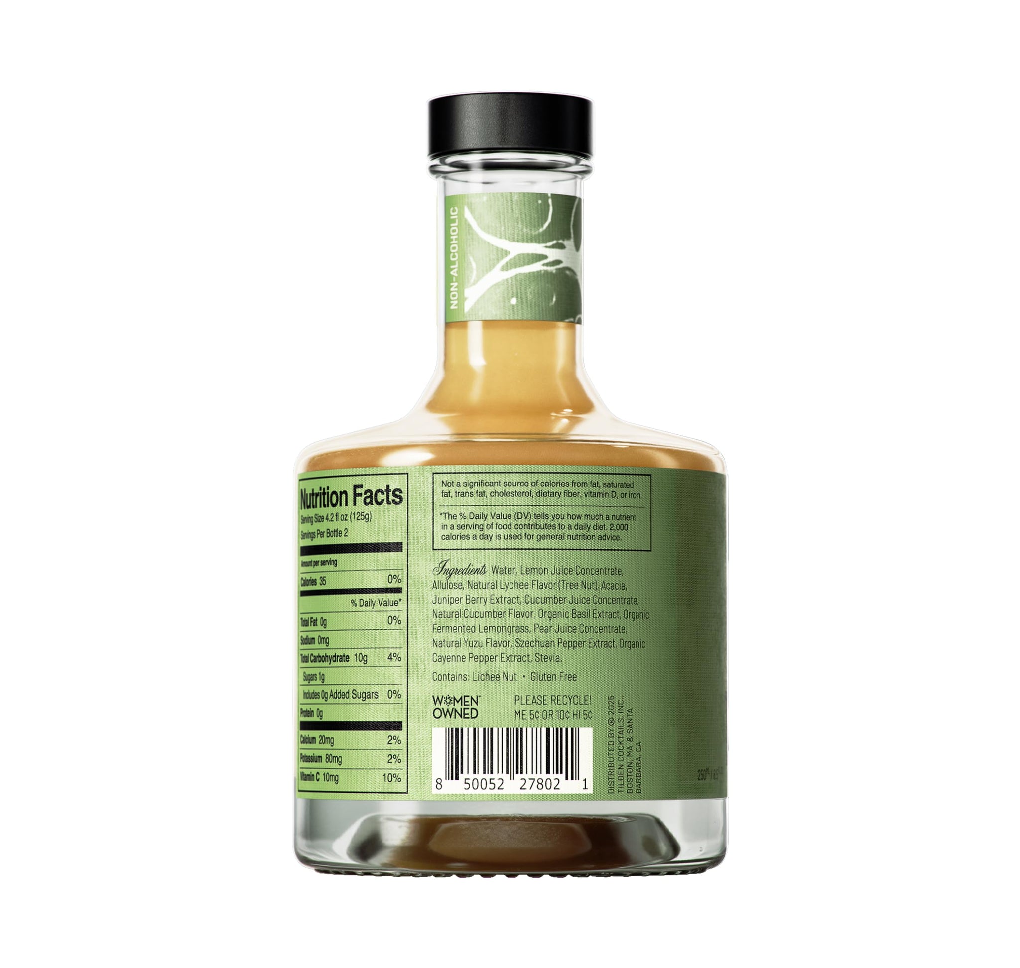 Tilden Lacewing, Multi-Award Winning Non-Alcoholic Cocktail, Vegan and No Sugar Added, Cucumber, Basil, Lychee, and Juniper, 250ml