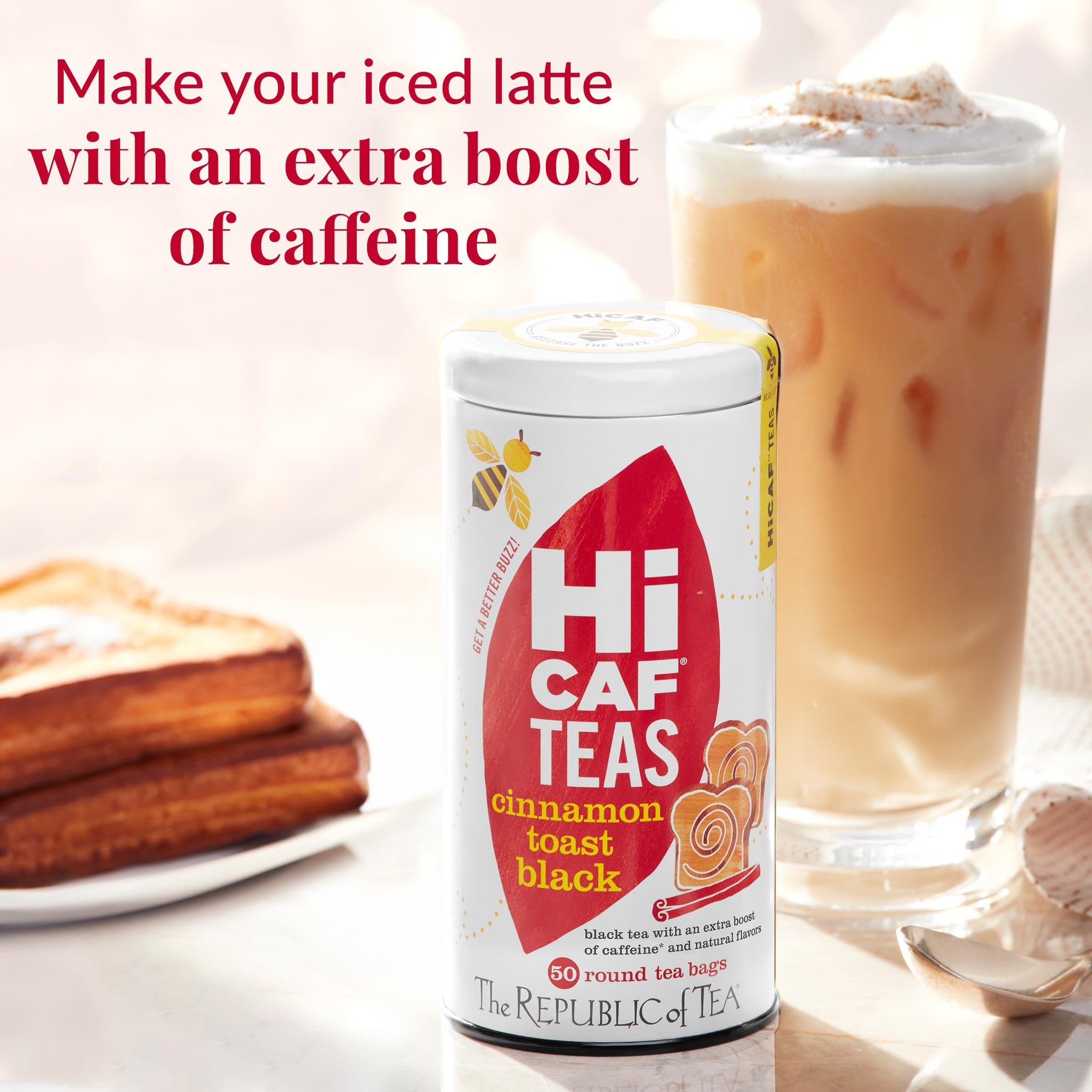 The Republic of Tea - HiCAF Cinnamon Toast Black Tea, 50 Tea Bags, High in Caffeine
