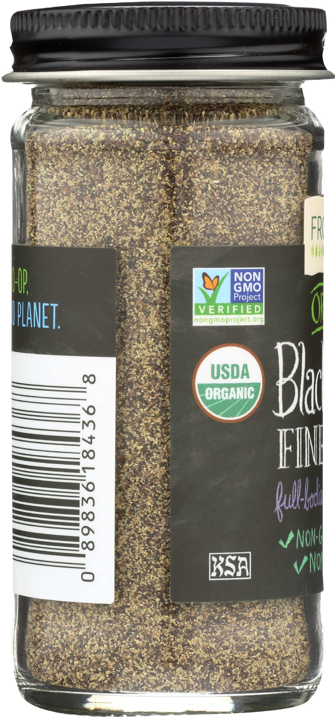 Frontier Co-op Organic Fine Ground Black Pepper, 1.8 Ounce Bottle, Full-bodied Flavor and Aroma, Kosher