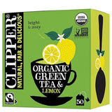 Clipper Tea Green Tea & Lemon Teabags - USDA Organic, Great Hot or Iced - Bright, Zippy, Natural, Fair & Delicious - 50 Tea Bags