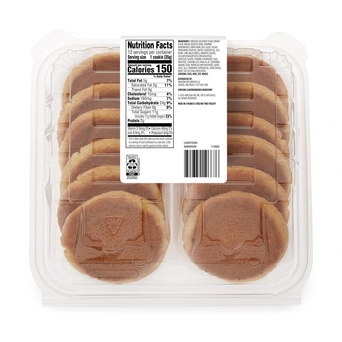 Amazon Grocery, Snickerdoodle Cookies, Frozen, 15 Oz, 12 Ct (Previously Amazon Fresh, Packaging May Vary)