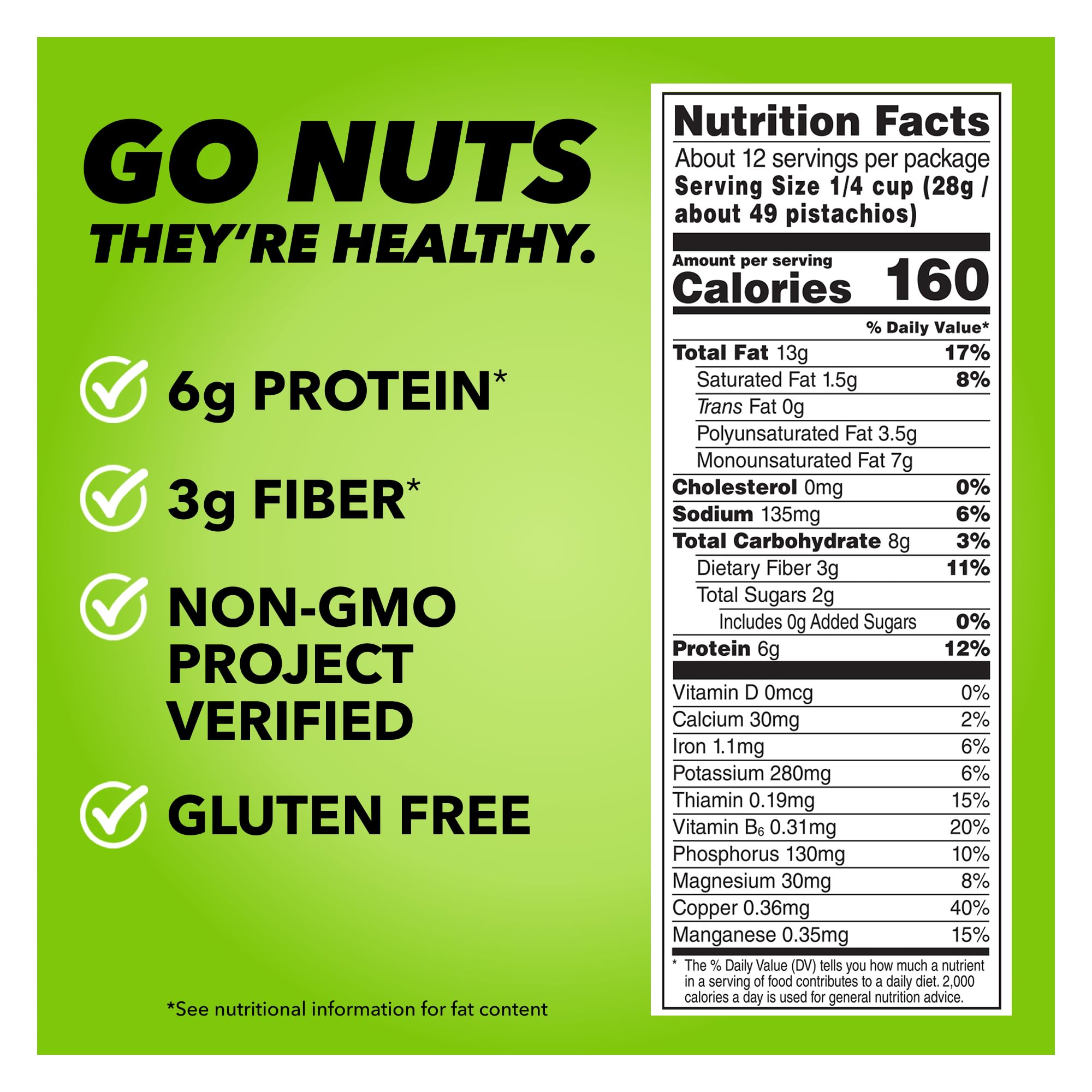 Wonderful Pistachios No Shells, Roasted & Salted Nuts, 12 Ounce Resealable Bag, Protein Snacks, Gluten Free, Healthy Snack