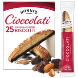 Nonni's XL Biscotti Dark Chocolate with Almond Cookies, Individually Wrapped Italian Coffee Snacks, 25 Cookies, 33.25 oz. Large Carton (Pack of 1)