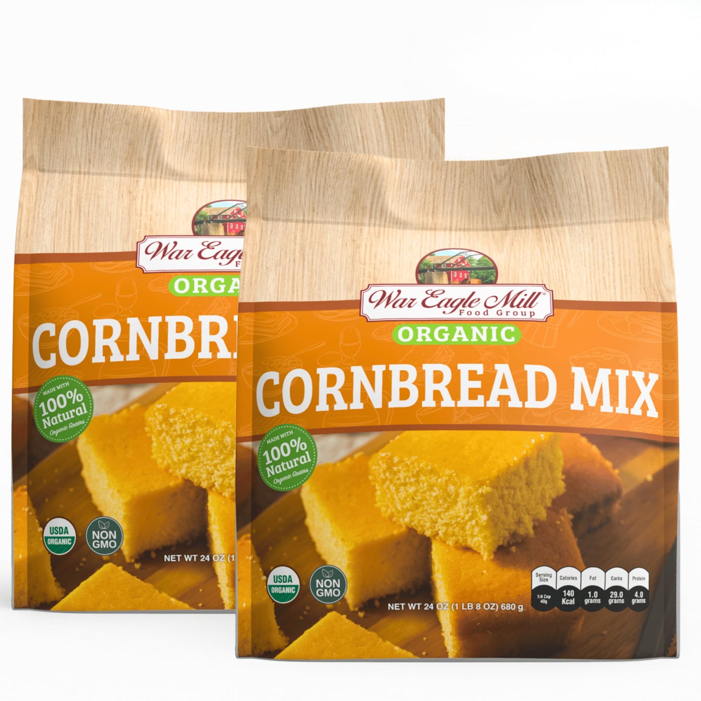 War Eagle Mill Organic Yellow Cornbread Mix, 2-pack (24 oz bags)
