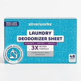 SilverWorks! Deodorizer Laundry Odor Eliminator For Clothes - Natural Silver Ion Infused Washer Sheets - Laundry Deodorizer Odor Eliminator - Lasting