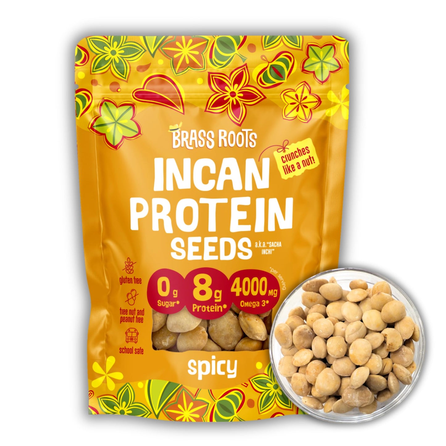 Brass Roots Organic Incan Protein Seeds - High Protein, School Safe, Nut Free, High Omega 3, Supports Gut Health, Good Source of Fiber, Shark Tank (10
